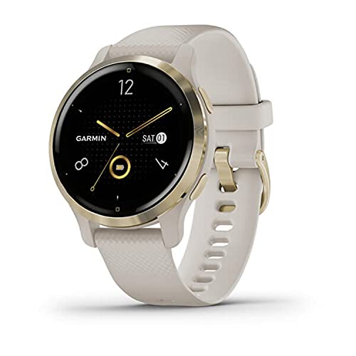 Garmin Venu 2S - Smartwatch per donna, Display AMOLED, 40mm, GPS, Cardio, SpO2, Workout HIIT, Garmin Coach, Garmin Pay, Musica (Gold & Light Sand)