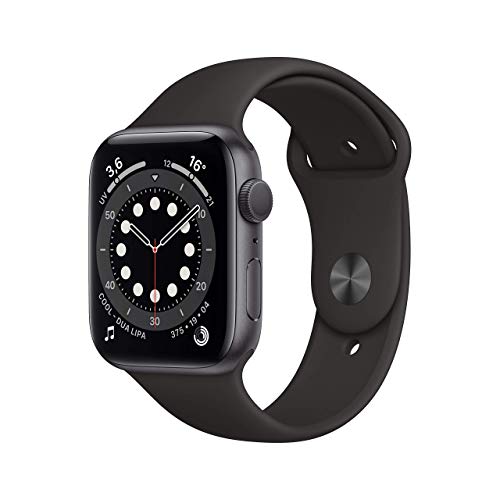 Apple Watch Series 6 (GPS, 44 mm) Cassa in alluminio grigio siderale con Cinturino Sport nero